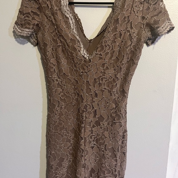 Brown Lace Cocktail Mini Dress - Picture 2 of 3